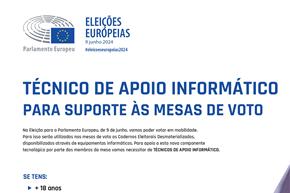 Aviso - Recrutamento para Técnico de Apoio Informático - Eleições Europeias