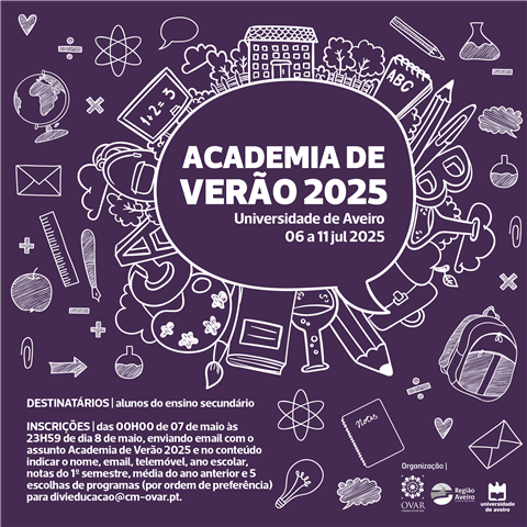 MUNICÍPIO DE OVAR VAI DISPONIBILIZAR DUAS VAGAS A ALUNOS DO CONCELHO PARA A ACADEMIA DE VERÃO DA UNIVERSIDADE DE AVEIRO